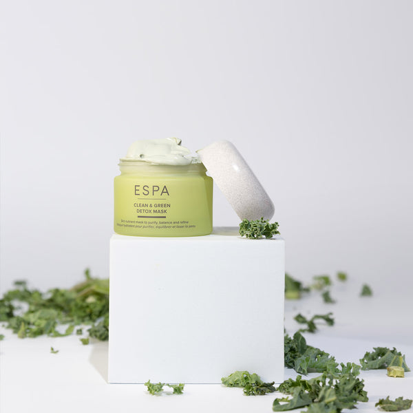 ESPA Clean & Green Detox Mask on a white cube