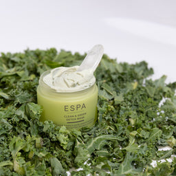 ESPA Clean & Green Detox Mask in the centre mound of kale