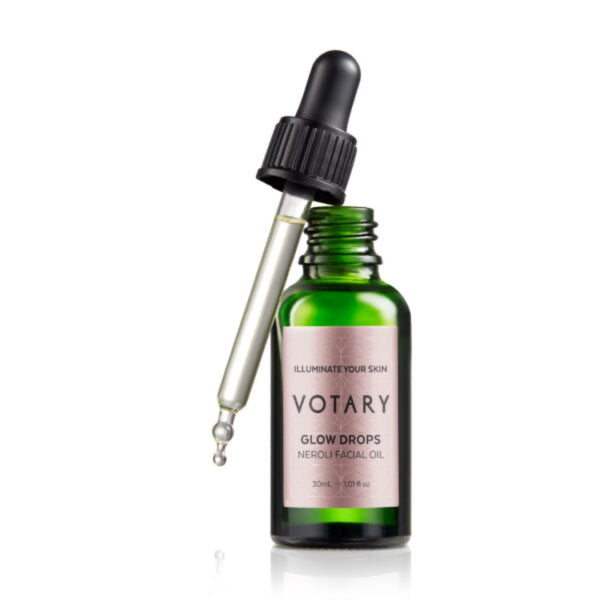 Green VOTARY Glow Drops - Neroli Facial Oil - 30ml bottle with pipette