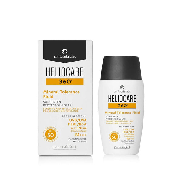 Heliocare 360 Mineral Tolerance Fluid SPF 50 and packaging