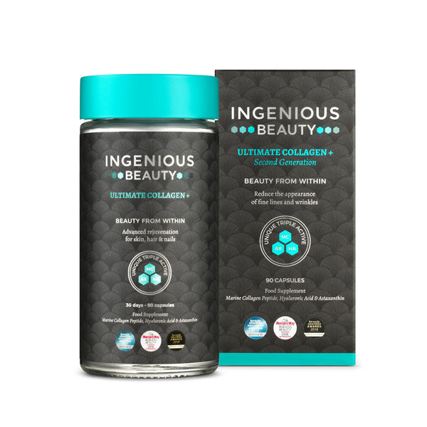 INGENIOUS Beauty Ultimate Collagen+ Second Generation 90 Capsules and packaging 
