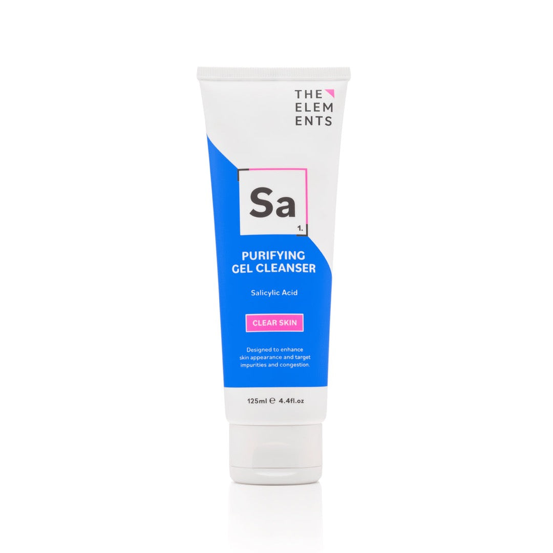 White and blue The Elements Purifying Gel Cleanser tube