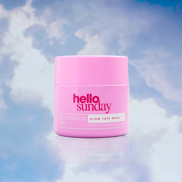 Hello Sunday The Recovery One Glow Face Mask on a cloudy background 