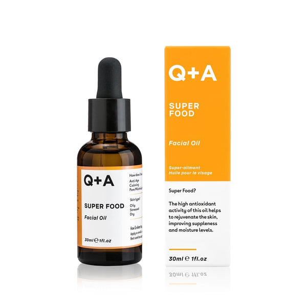 Q+A Super Food Facial Oil and packaging