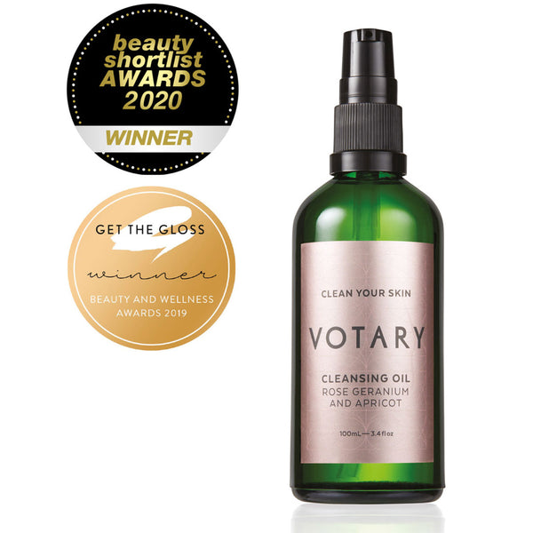 VOTARY Cleansing Oil - Rose Geranium & Apricot Beauty Shortlist Awards 2020 Winner & Get The Gloss Beauty and Wellness Awards 2019 Winner
