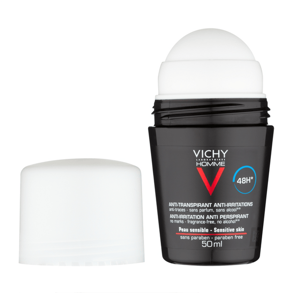 Vichy Homme 48Hr Deodorant Roll-On For Sensitive Skin 50ml without lid
