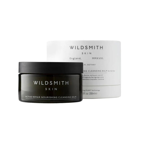 Dark green Wildsmith Skin Active Repair Nourishing Cleansing Balm 200ml next to white box