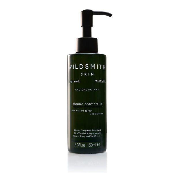 Wildsmith Skin Toning Body Serum 150ml in dark green bottle 
