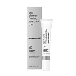 A tube of mesoestetic Age Element Firming Eye Contour with its packaging box