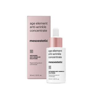 A vial of mesoestetic Age Element Anti-wrinkle Concentrate and its packaging