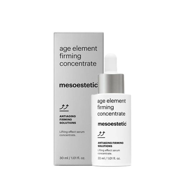 A vile of mesoestetic Age Element Firming Concentrate and its packaging box