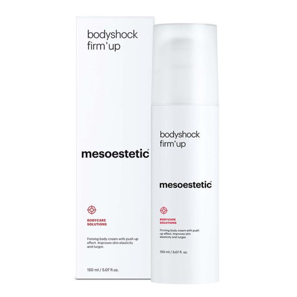 The container of mesoestetic Bodyshock Firm’ Up with its box packaging