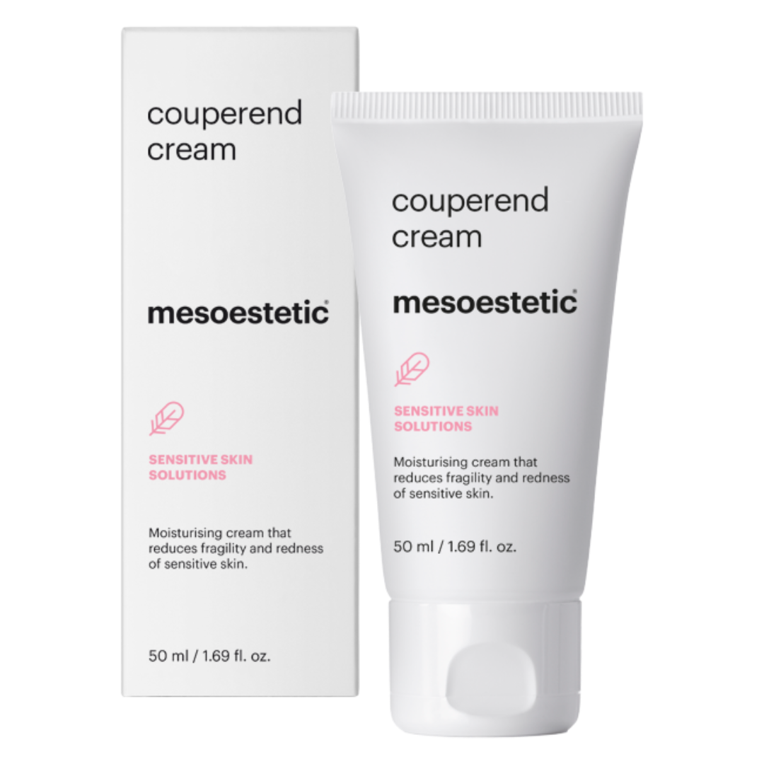 A tube of mesoestetic Couperend Maintenance Cream and its packaging