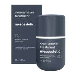 A tub of mesoestetic Dermamelan Treatment Cream and its packaging