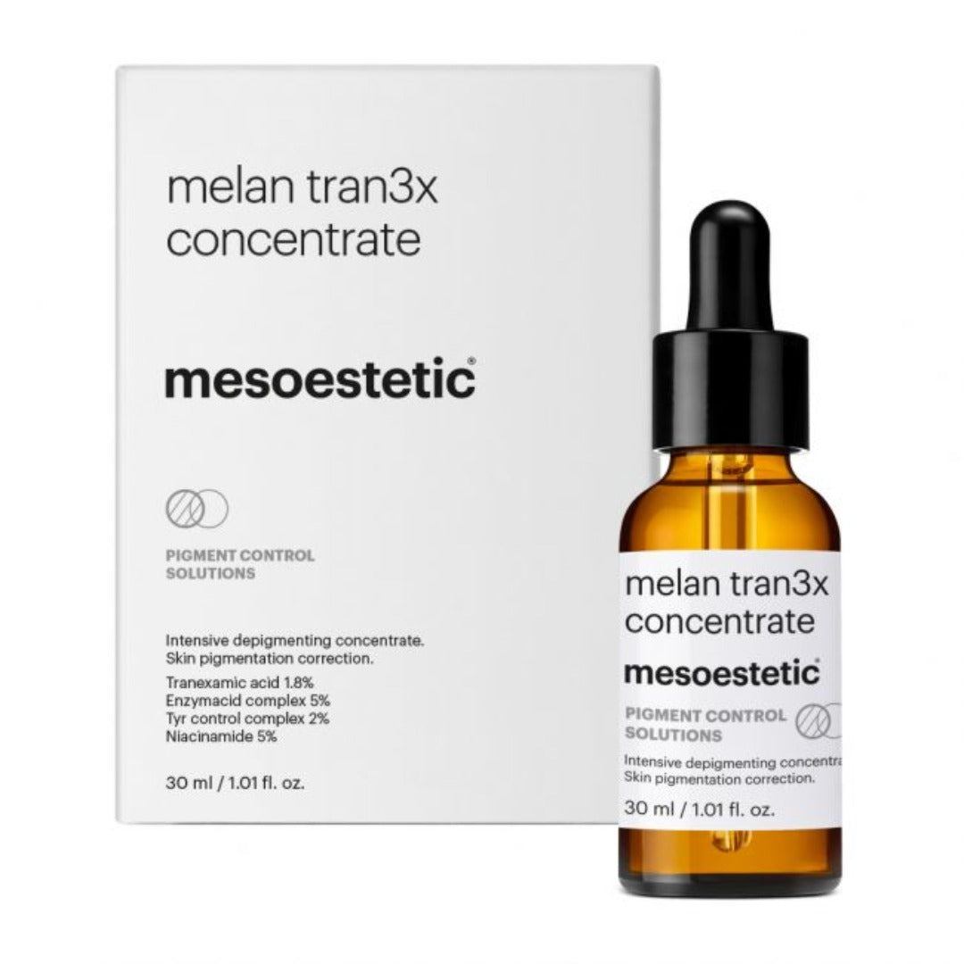 mesoestetic Melan Tran3x Intensive Depigmenting Concentrate container and packaging#