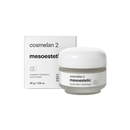 A tub of mesoestetic Cosmelan 2 Depigmentation Cream with its box packaging