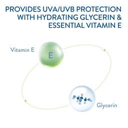 provides UVA/UVB protection with hydrating glycerin and essential vitamin E