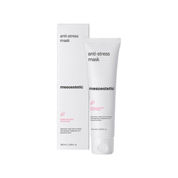 A tube of mesoestetic Anti-Stress Mask with its packaging box
