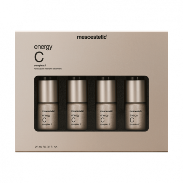 A box containing four vials of mesoestetic Energy C Complex