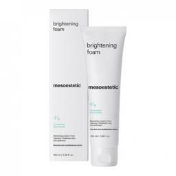 The tube of mesoestetic Brightening Foam with its box packaging