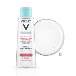 Vichy Purete Thermale Mineral Micellar Water in front of splotch
